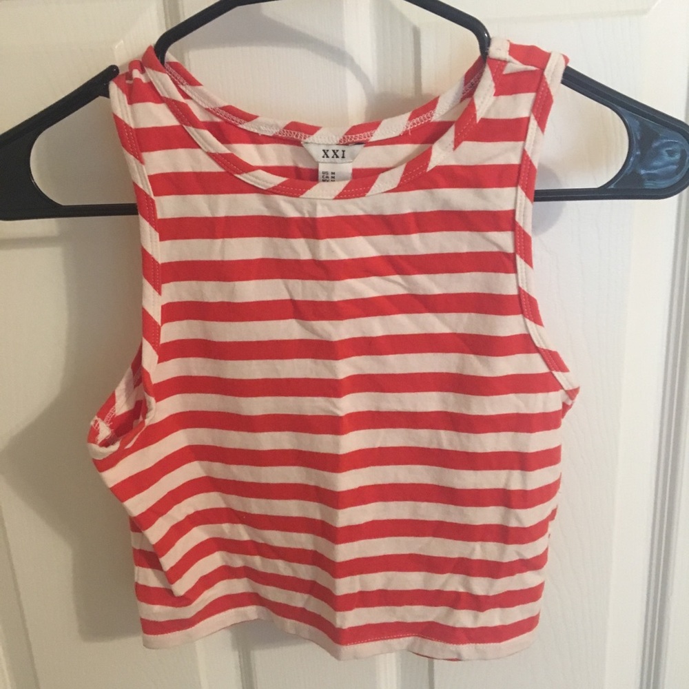 red and white striped tank top